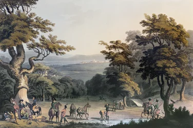 1813年、エスペヤの村の近くの樫の木から撮ったシウダーロドリゴの遠景